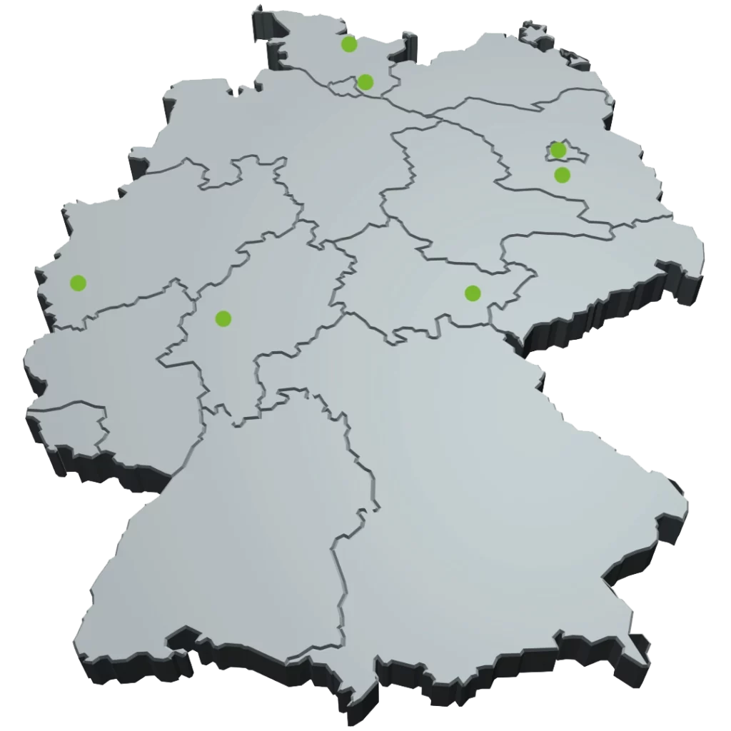 Deutschlandkarte mit den Standorten der IPS group
